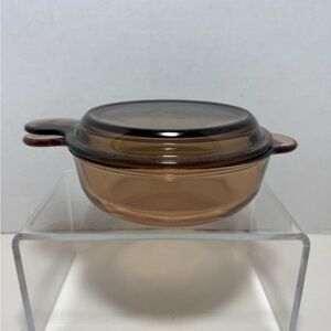 Corning war 720 vision Amber glass grab bowl V – 240 B with Pyrex 240 C lid